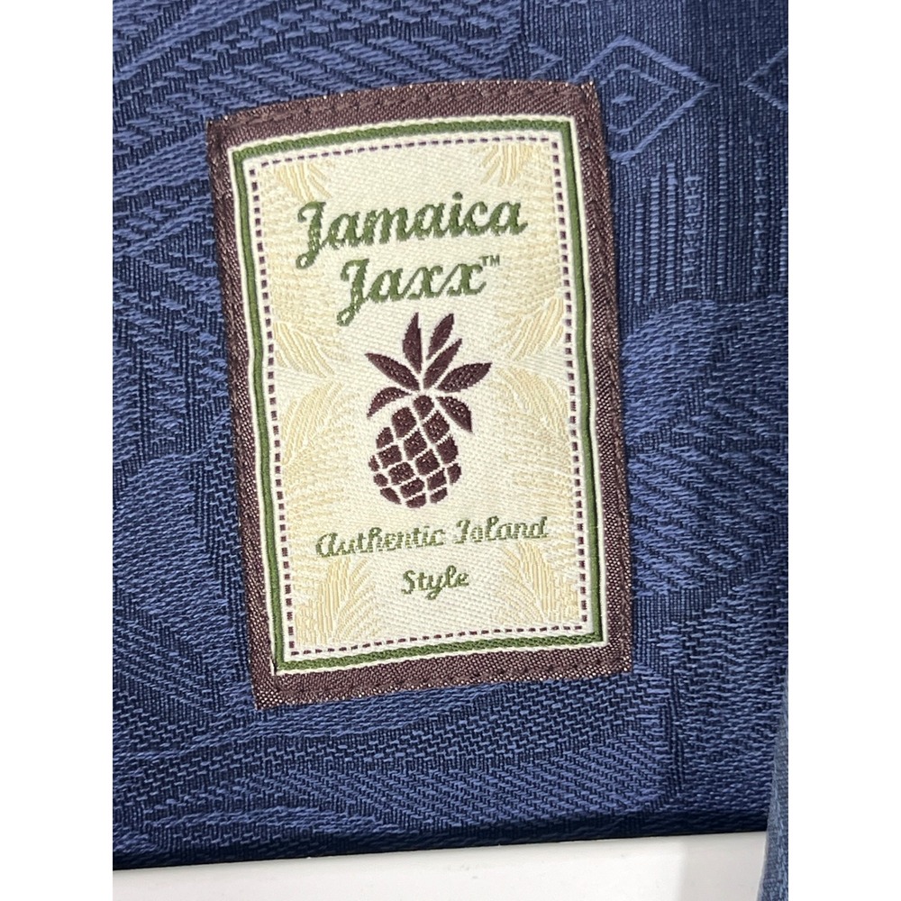 Jamaica Jaxx Mens XL Blue 100% Silk Jacquard Floral Camp Shirt Short Sleeve - Picture 6 of 14